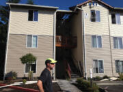 Dustin Alexenko was displaced by a three-alarm fire at the One Lake Place condominiums.