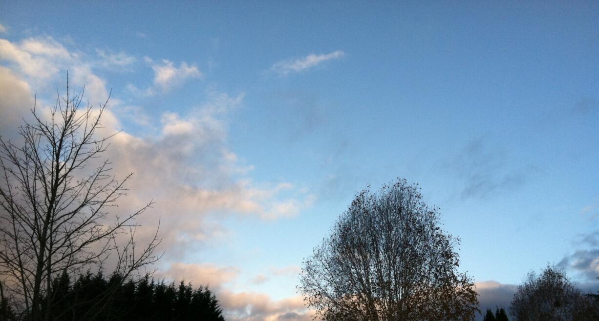 Blue skies appeared over Salmon Creek Wednesday morning.