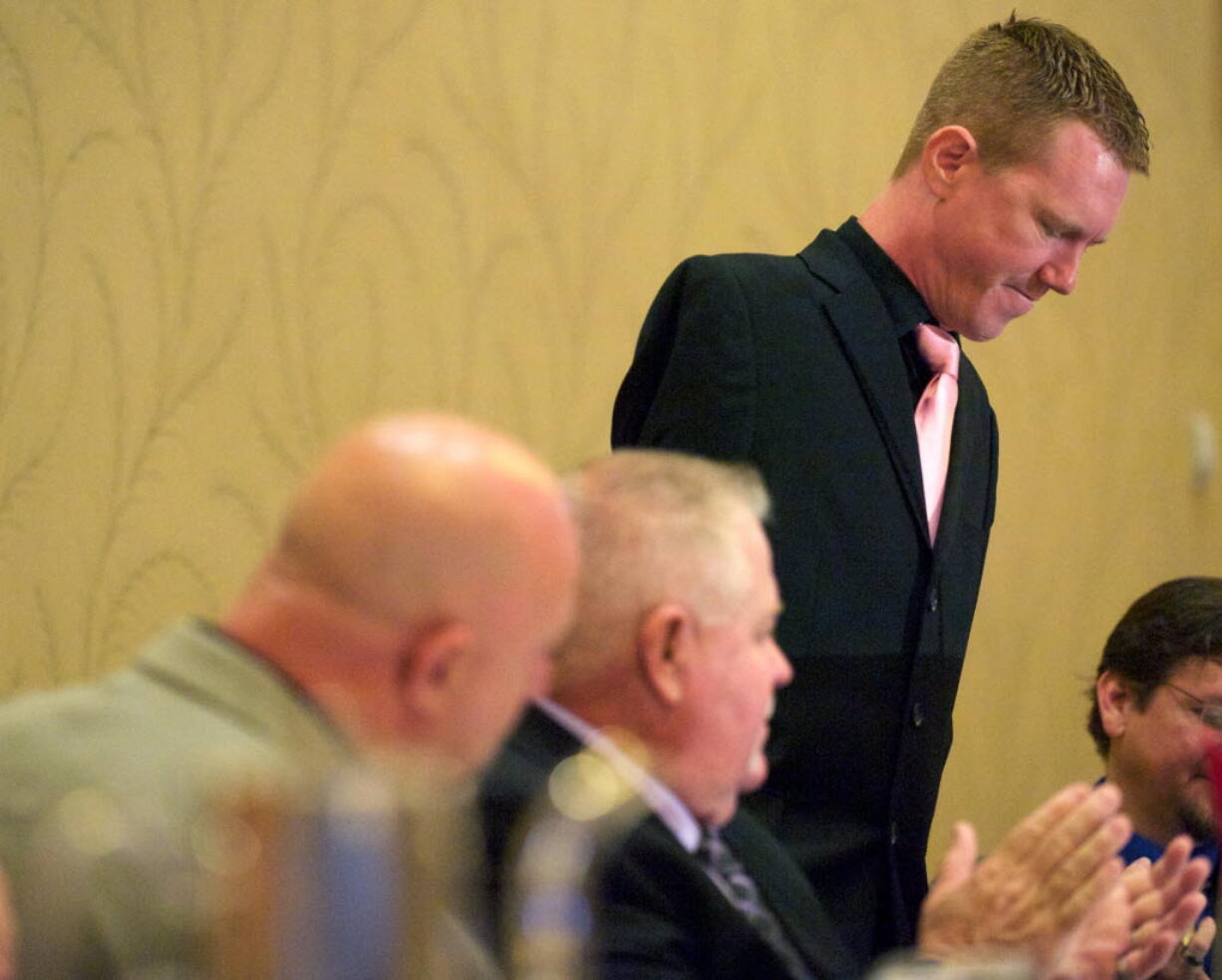 Jon Sheptock told his story of overcoming obstacles brought about by being born with no arms and a short right leg at the 12th annual Clark County Mayors' and Civic Leaders' Prayer Breakfast.