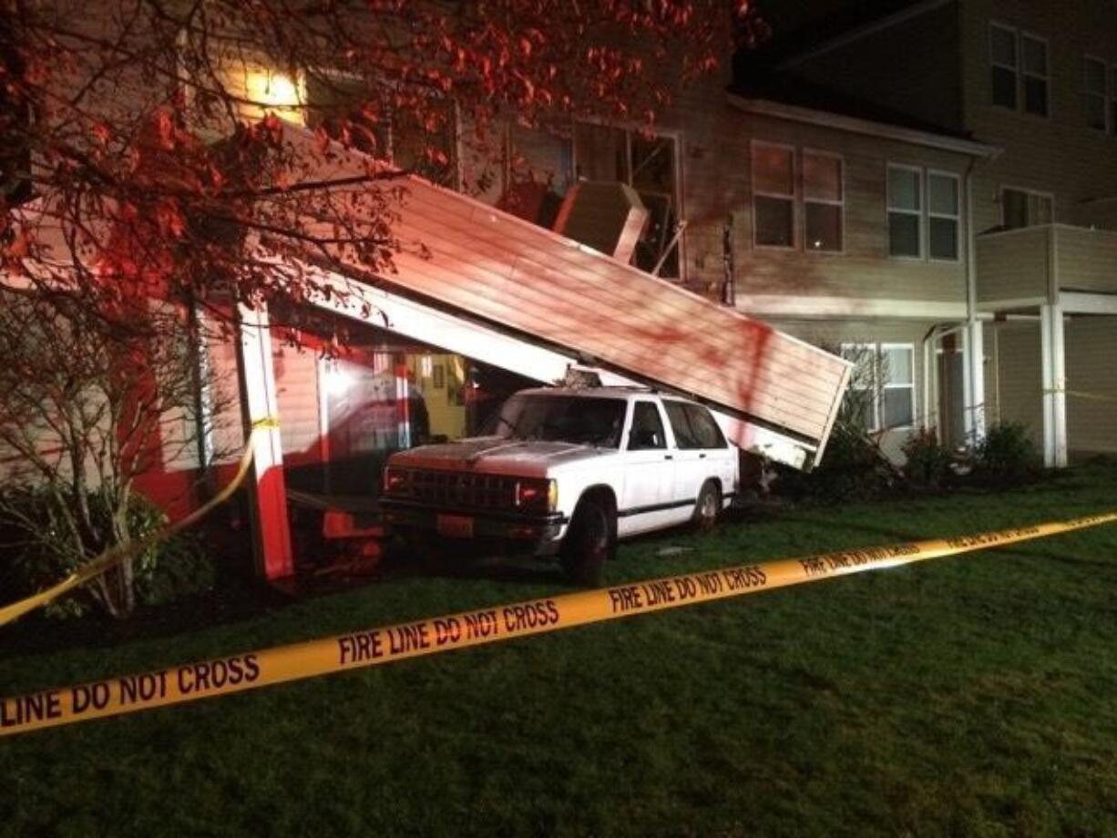 Vancouver police said a 16-year-old boy was driving a Chevrolet Blazer that crashed into an apartment complex in Vancouver's Mountain View neighborhood Thursday night.