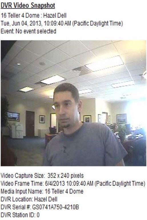 Deputies are searching for this man, who reportedly demanded money from a Hazel Dell bank and left with an undisclosed amount of cash this morning.