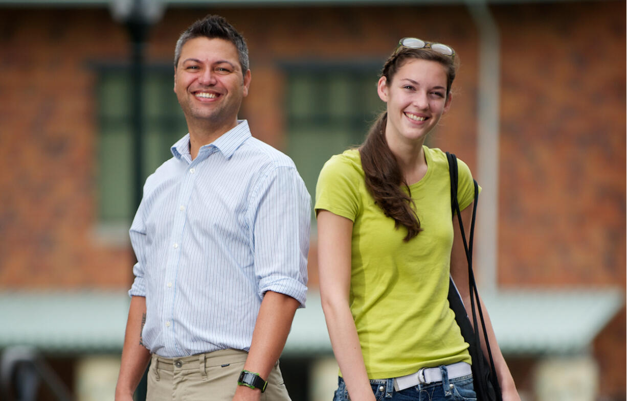 WSUV students Chris Chaffin, 40, left, and Mary Alice Davies, 20, show the differing ages of students in the history program. Davies said she's learned from the life experiences of her older classmates.