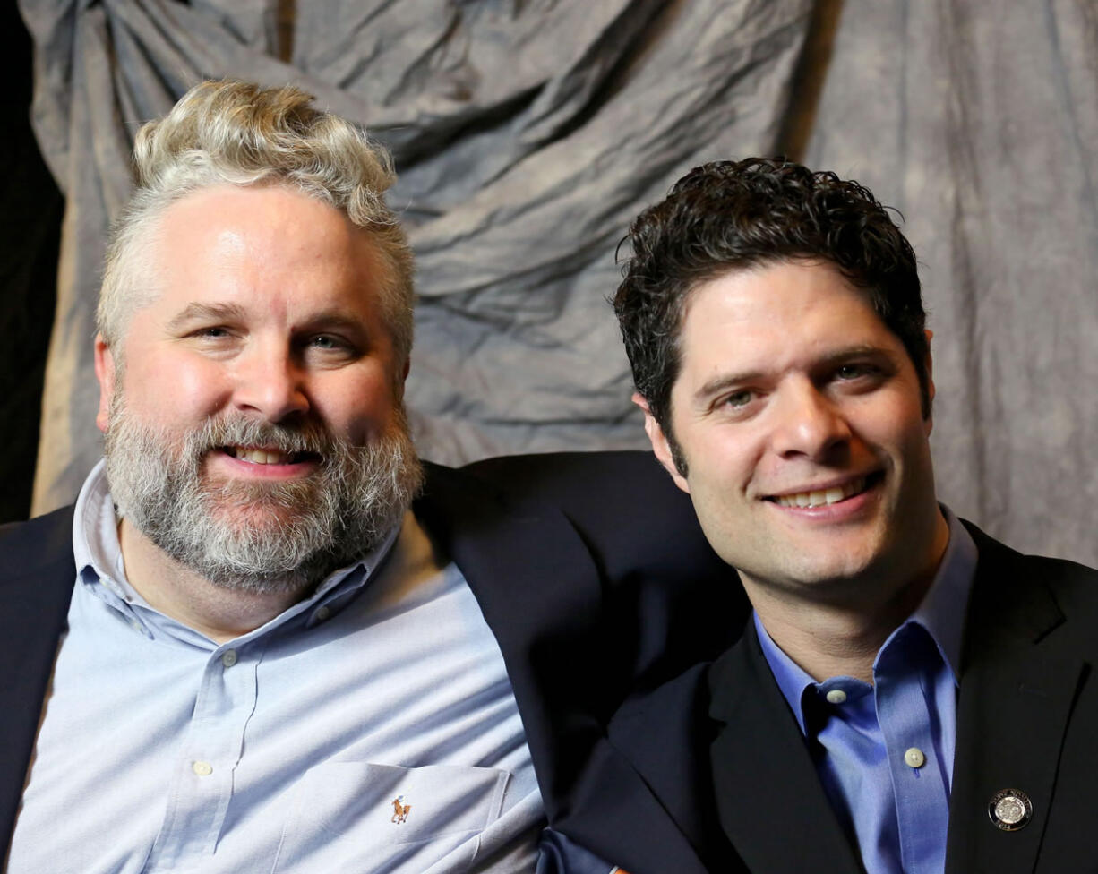 Lyricist Brian Yorkey, left, and composer Tom Kitt are collaborating on Disney&#039;s musical &quot;Freaky Friday.&quot; (Walter McBride/The Washington Post)