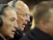 Portland radio legend Bill Schonely returned to the announcer's booth for a Blazers preseason game in 2009.