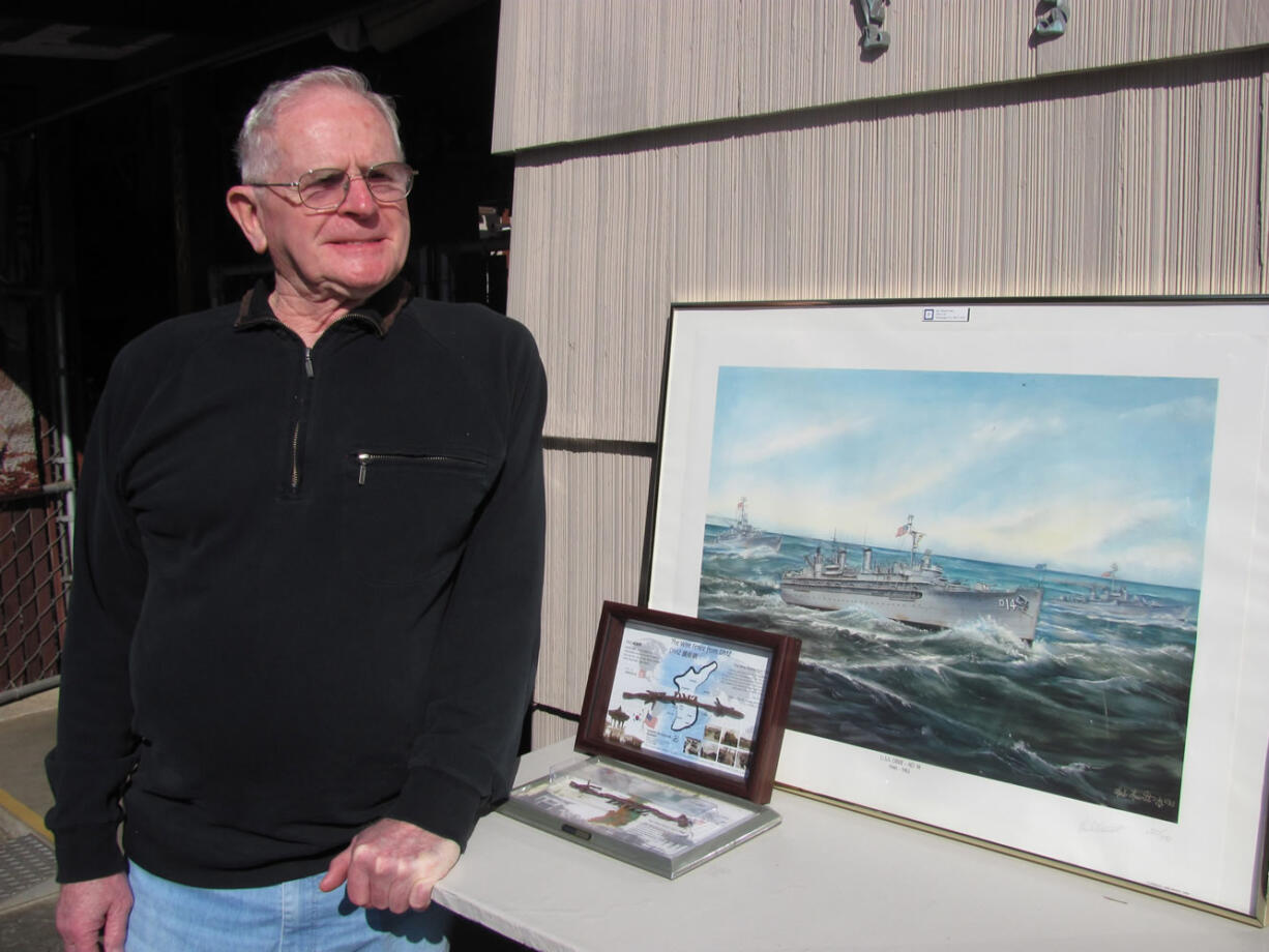 Bob Peake, of Washougal, has a print of the USS Dixie  -- one of the ships he served on while in the Navy during the Korean War.