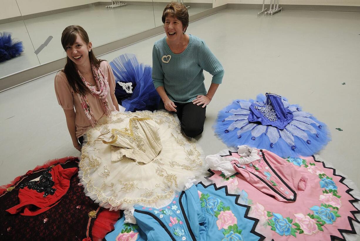 Nicole and Brenda Smith with some of the tutus they've made at Columbia Dance.