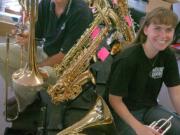 The late Jim Detchman, left, and his daughter, Jodi Goughnour, at Music World in 2004.