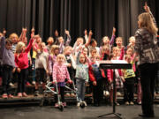 Children at Hathaway Elementary School performed a concert for their parents at the Washburn  Performing Arts Center recently, under the direction of Hathaway music teacher Amy Switzer.