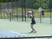 Camas freshmen Esther Kwon (pictured above) and Jen Lewis led the Papermakers to the bi-district tennis championship Saturday, at Clover Park High School.