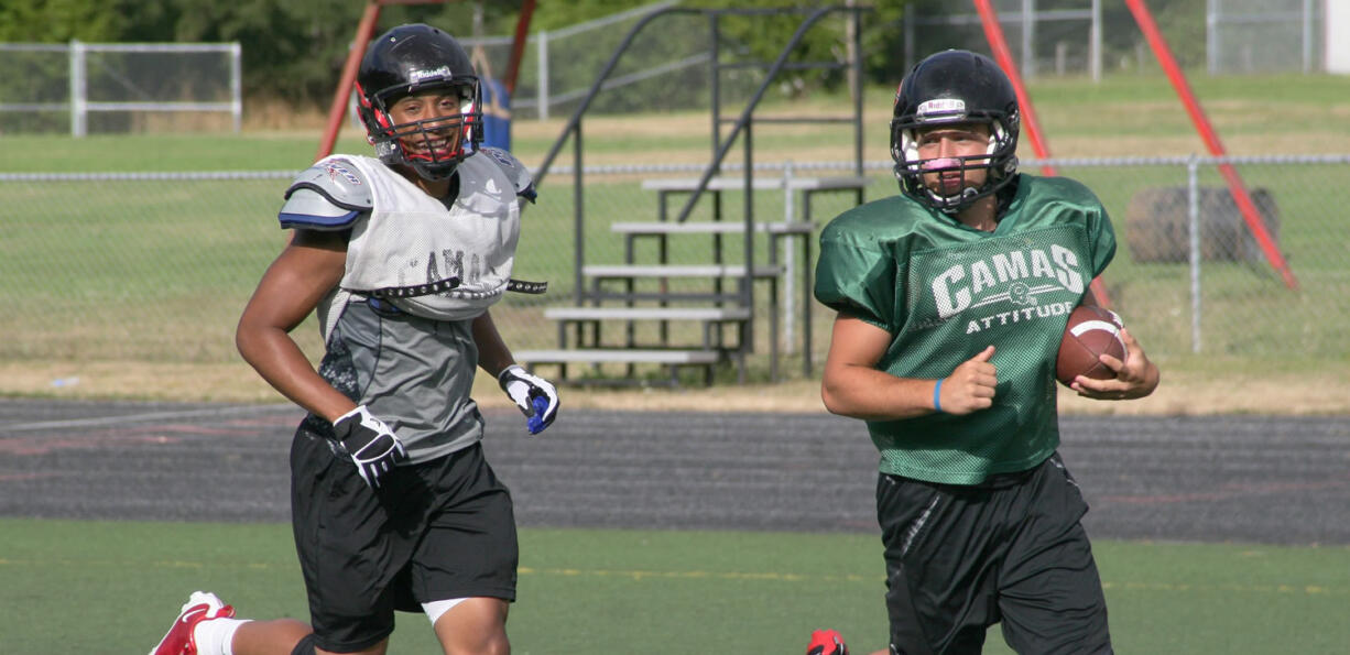 Papermaker seniors Jonathan Warner (left) and Tony Genarro (right) are ready to define a new brand of Camas attitude Friday, when Timberline comes to town.