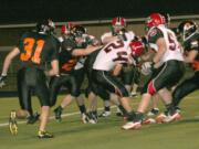 The Panthers chop the Lumberjacks down on the 1-yard line Friday night, at Fishback Stadium in Washougal.