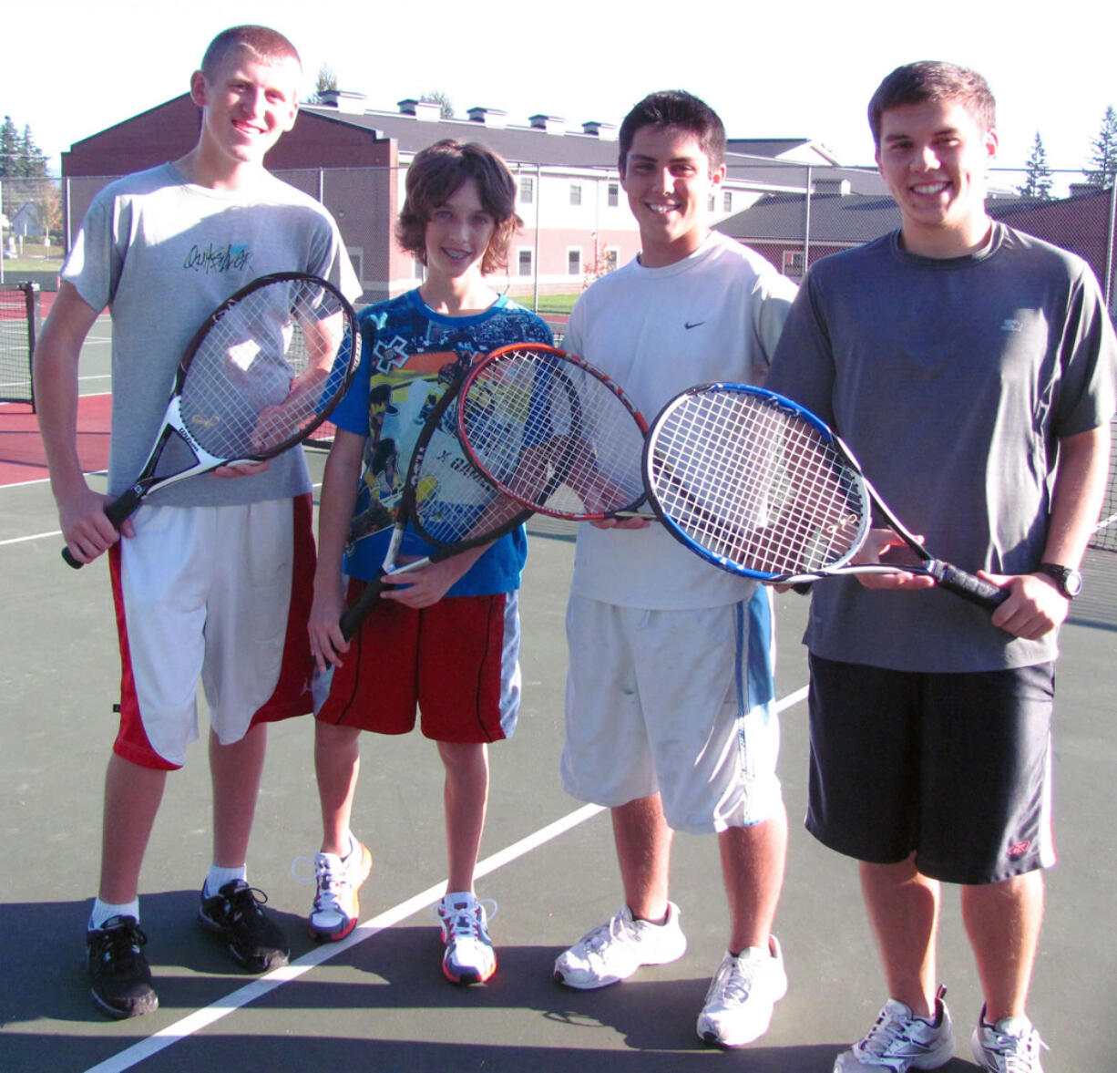 Regan Townsend, Andrew Kelly, Michael Stevens and David Choi (left to right) are going to be to be playing for Washougal in the 2A district boys tennis tournament Thursday, in Lacey.