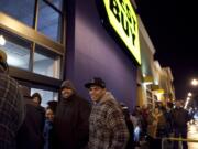 Crowds arrived before dawn to wait in line at Best Buy in Vancouver on Black Friday last year.