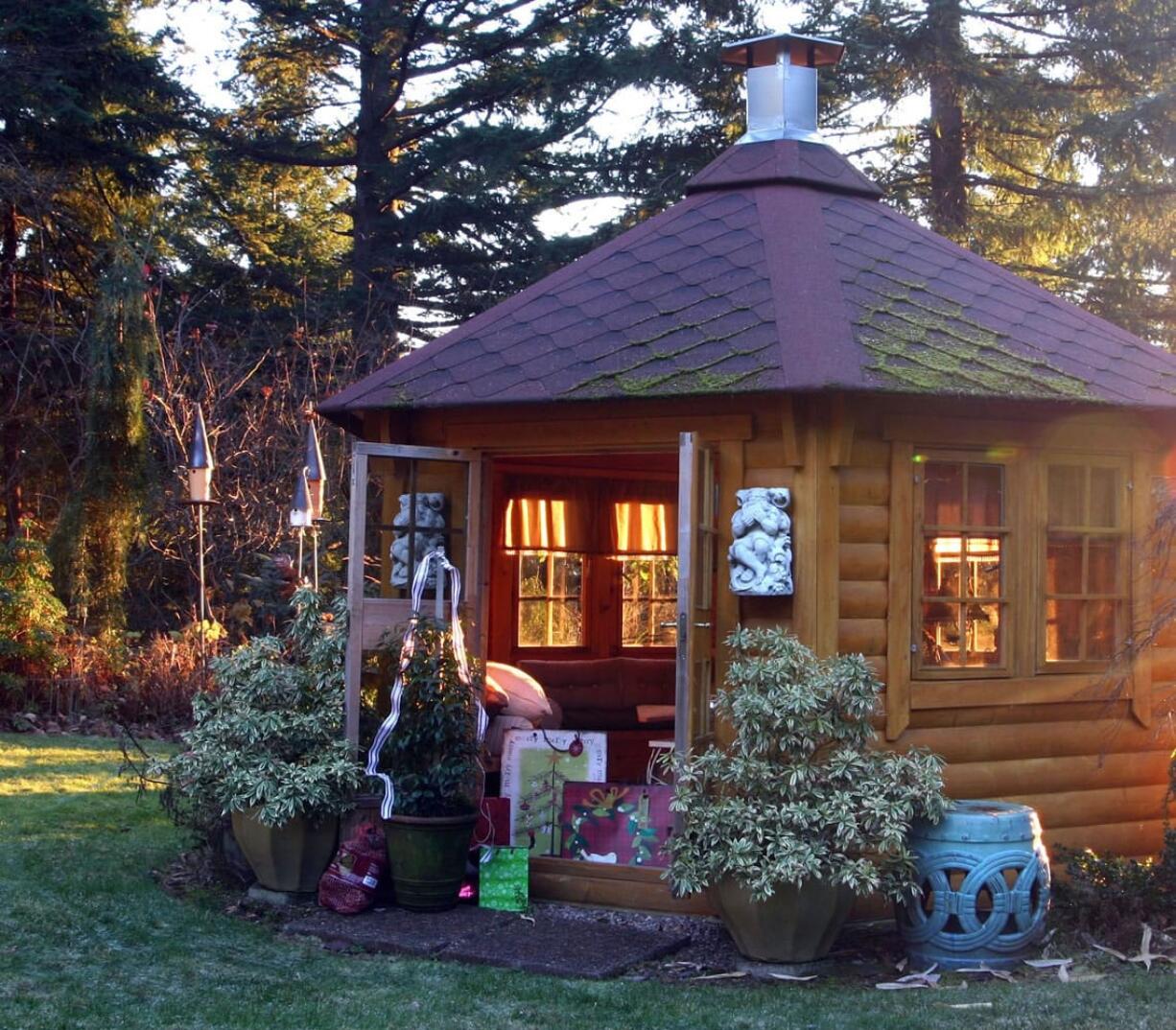 On a perfect day in mid-December the garden is illuminated with a heavenly beam of late afternoon light.