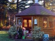 On a perfect day in mid-December the garden is illuminated with a heavenly beam of late afternoon light.