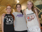 Washougal seniors Sarah Brown. Kendall Utter and Maddie Down (left to right) have formed a lifelong bond on the basketball court.