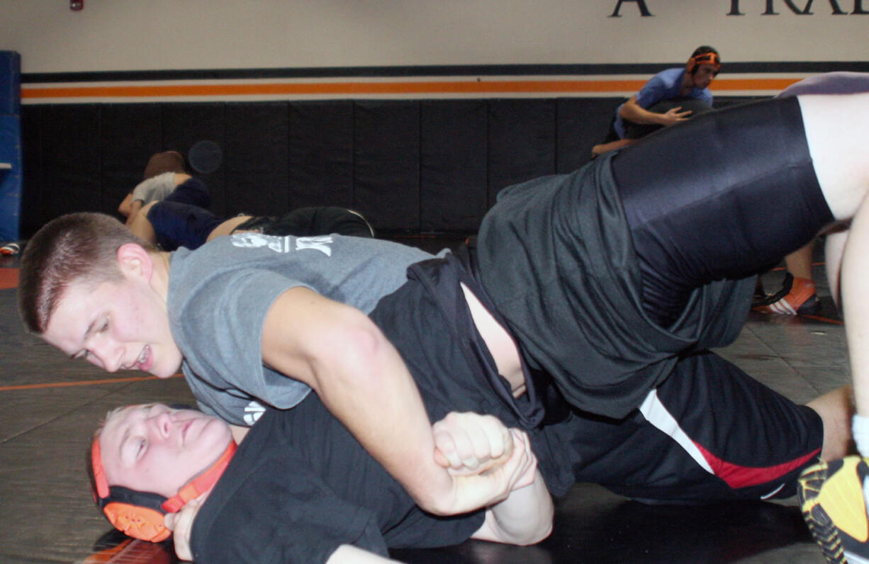 Matt Wilson (top) is one of three wrestling captains for Washougal.