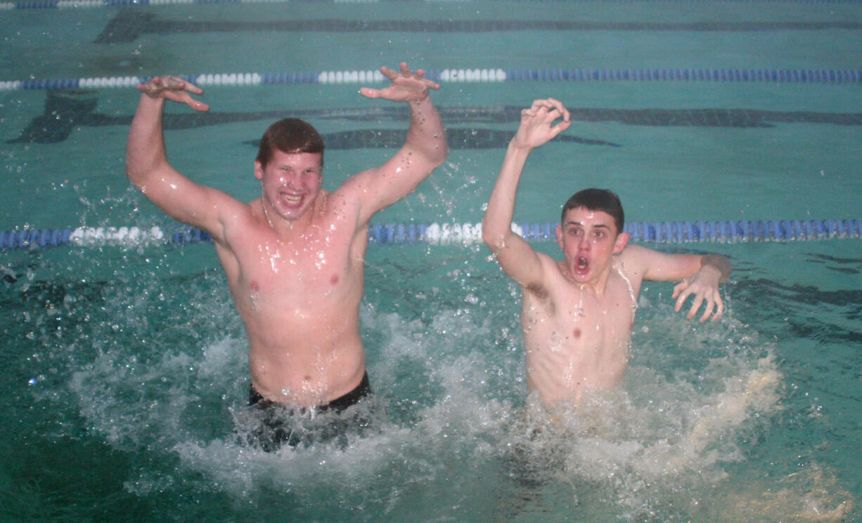 Washougal High School swimmers Nathan Milojevic (left) and Geer McGee (right) jumped at the opportunity to represent their school in swimming.