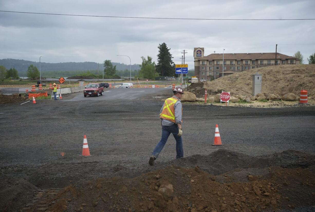 The state Highway 14 widening project also expands the East Camas Slough Bridge and installs four roundabouts on local roads.