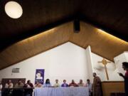 As an artist named Leo -- that's Leonardo Da Vinci -- actor-director Matthew Shively, far right, struggles to get his models to behave so he can paint &quot;The Last Supper.&quot; Shively and his cast are preparing &quot;Transformation -- A Living Last Supper&quot; for Easter Sunday at Minnehaha Church of Christ.