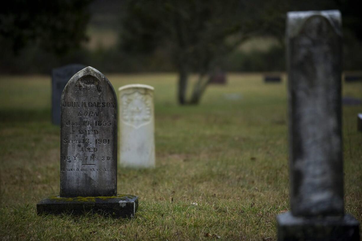 Markers from the early 1900s are common at Wilson Bridge Cemetery.