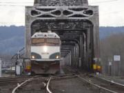 The northbound Amtrak Cascades train arrives at the Vancouver station in 2009.