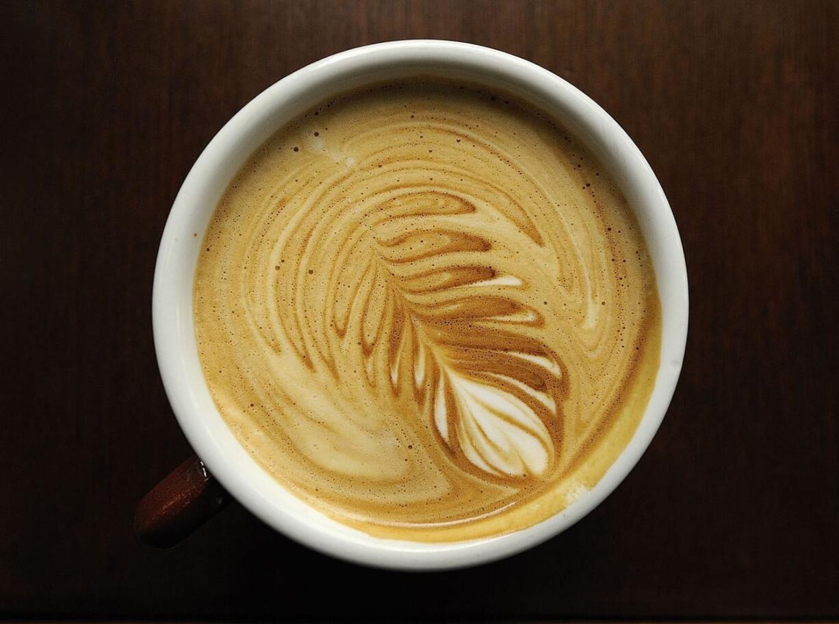 A Rosetta design, one of the most popular images in latte art, poured by barista Jake Timmerma at Dripster by River Maiden.