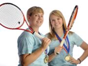 Brittany Ellingsen, left, and Anna Romanovsky, right, were solid singles players at Skyview.