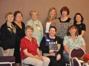 Carene Davis-Stitt, far left, of the national Soroptimist board of directors, welcomed new directors of Soroptimist International Southwest Washington.