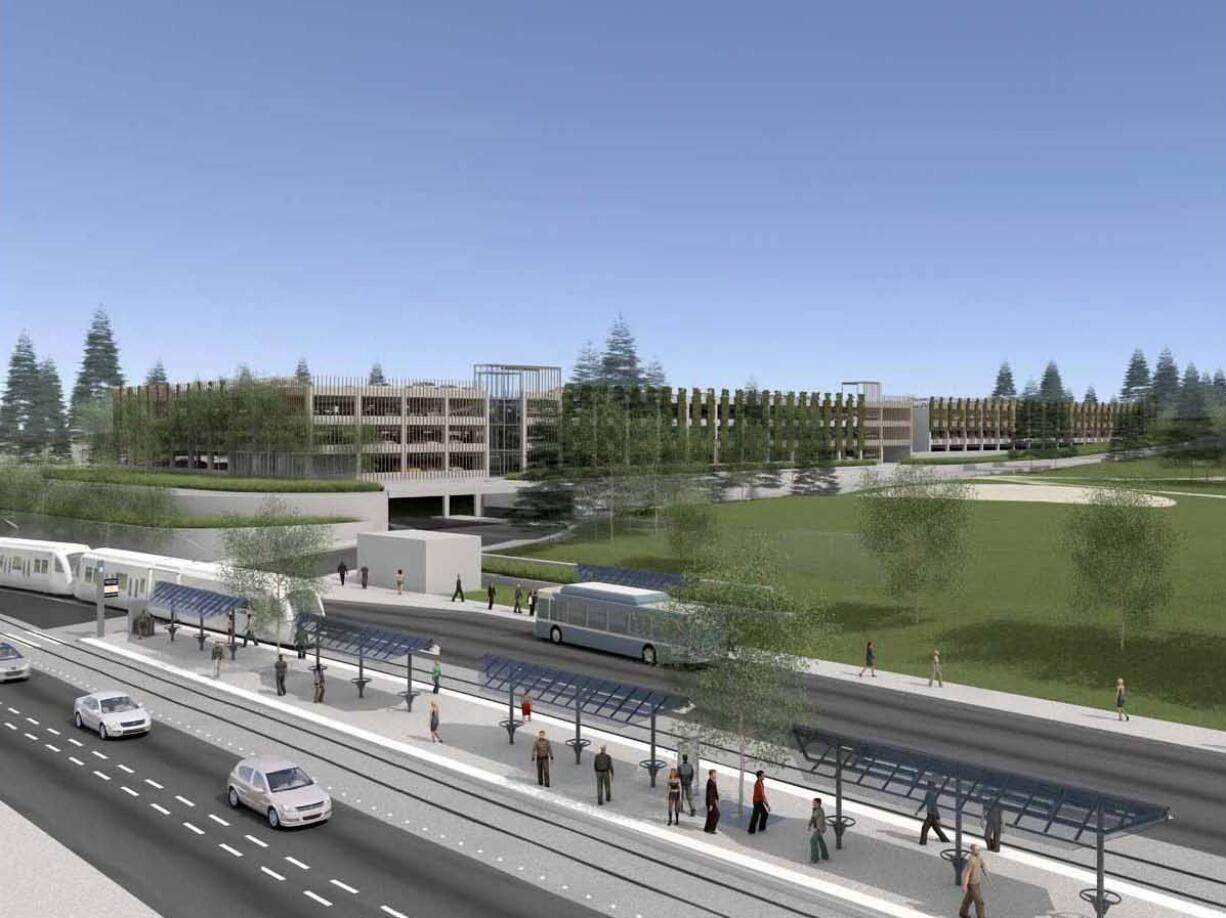 The Central Park and Ride, at the light rail's Clark College terminus, would hold 1,900 vehicles.
