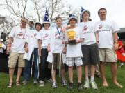 Camas: The Future Imagineers robotics team -- Coach Bob Croucher, from left, Jonah Runde, Tyler Croucher, Seamus McAvoy, Yuness Badiei, Bryce Croucher and coach Randy Croucher -- took first place in Mechanical Design at the National FIRST Lego League Robotics Tournament.