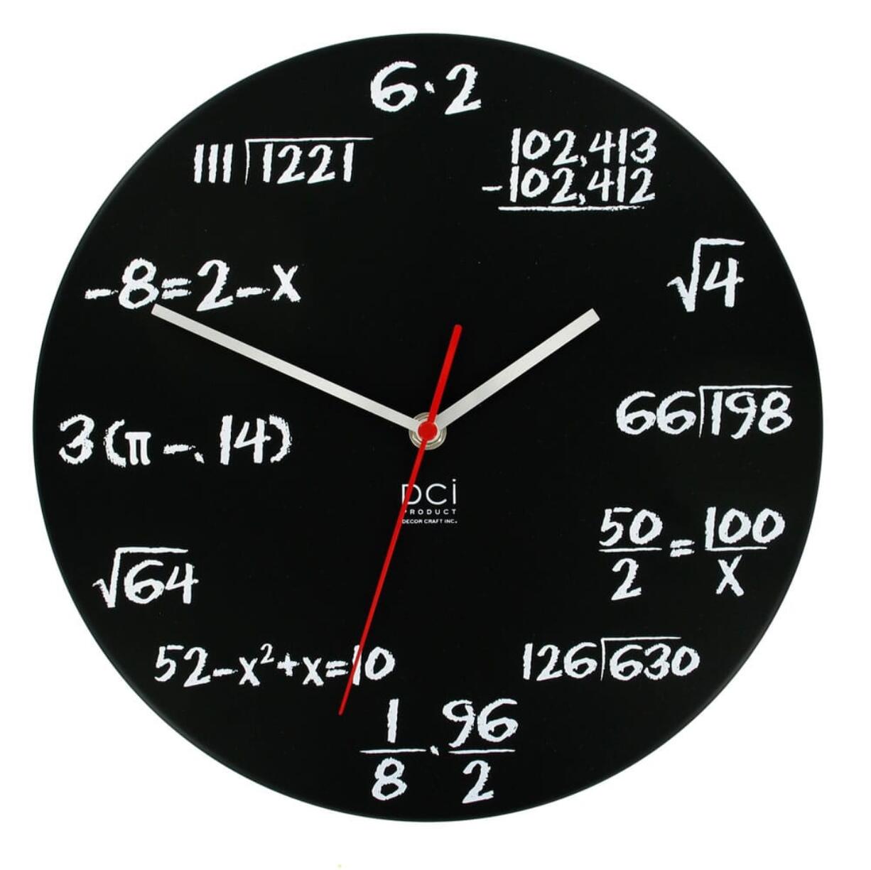 The Pop Quiz blackboard-style clock.