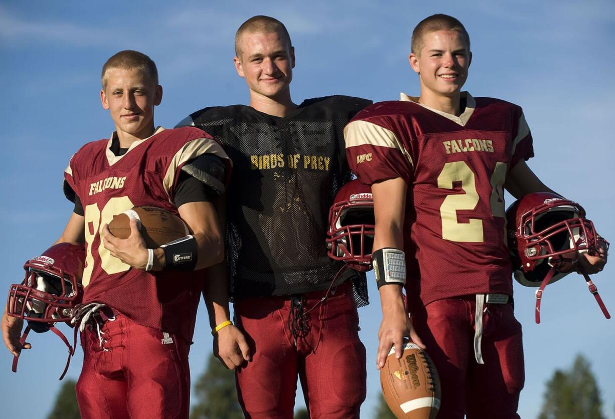 Prairie quarterback Colin Seitz, center, enjoys having two No.