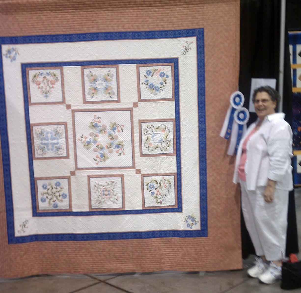 Terry Hotchkin won first place in the large quilt category at the Northwest Quilting Expo in Portland.