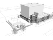 A drawing of a biomass plant that Clark County would like to build in downtown Vancouver, at the corner of West 11th and Harney streets.