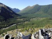 The Green River flows through a broad valley northwest of Mount St. Helens in a popular backcountry area just 12 miles from the volcano.