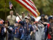 Cub Scout Pack 306 marches Saturday in the annual Veterans Parade at Fort Vancouver National Site.