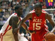 Oklahoma City forward Kevin Durant, right, drives on Portland Trail Blazers guard Wesley Matthews during the second half of the Rip City Basketball Classic at the Chiles Center.