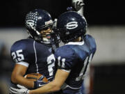 Safeties Mo Morrison (25) and David Garlington have combined for eight interceptions this year for Skyview.