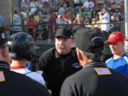 Nick Haluschak of Vancouver got the opportunity to be the home plate umpire at the Little League Baseball Western Regional Tournament in San Bernardino, Calif.