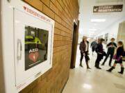 Evergreen High School has installed two automated emergency defibrillators in its hallways.