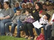 Gold Star families, including Gale Johnson and her two children, Isaiah and Rya, had special seats at the Memorial Day ceremony at Vancouver Barracks. Gold Star families are those who lost a loved one in war. Johnson's husband, Cpl. Jeremiah Johnson, died Jan.