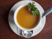 Butternut squash and pear soup is one of the offerings at Farrar&#039;s Bistro.