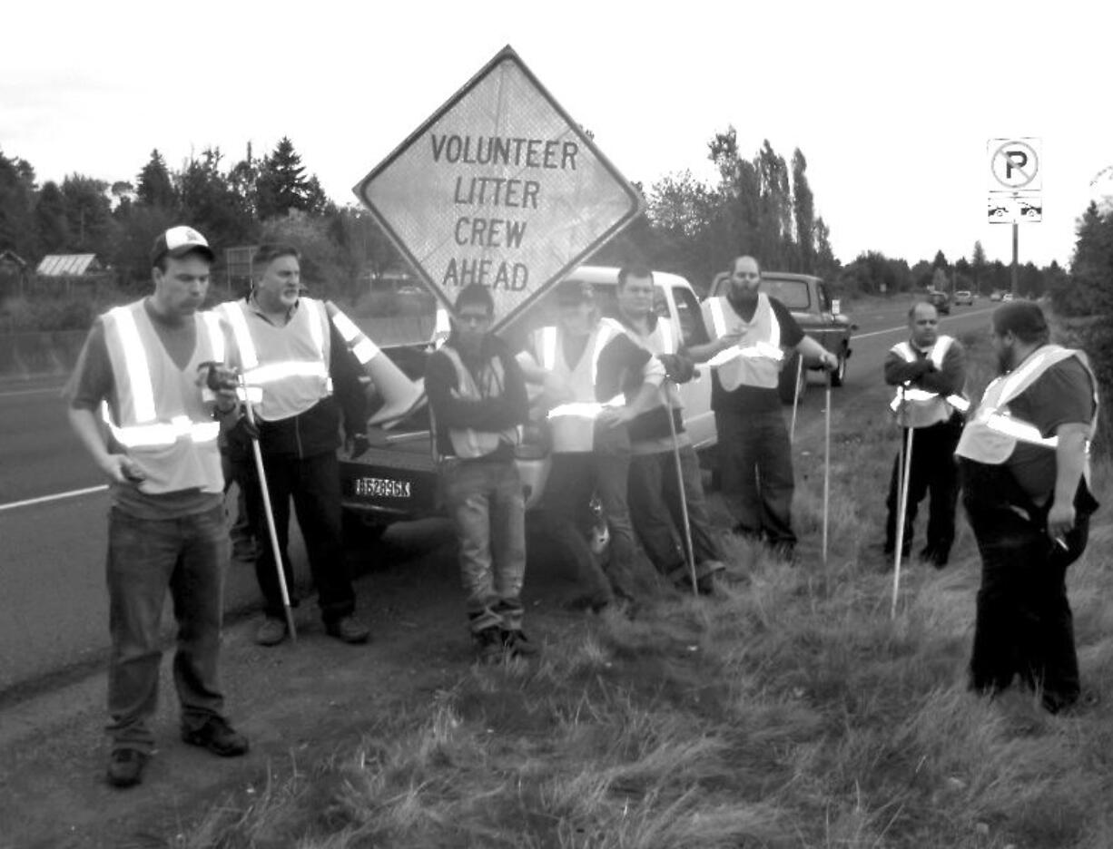 Central Park: Clark College Diesel Dogs volunteer for the Adopt-a-Highway litter cleanup through Washington State Department of Transportation.