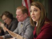 U.S. Rep. Jaime Herrera Beutler, R-Camas, speaks to roundtable participants on Wednesday.