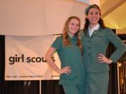 Van Mall: Kait Hafenbrack, left, and Ema Hadziselimovic, Washington State University students and Girl Scouts of Oregon and Southwest Washington volunteers, modeled vintage Girl Scout attire at the March 30 Girl Scouts After Dark event at Westfield Vancouver mall.