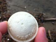 Northeast Hazel Dell: Kyle Stevens found this Japanese tsunami debris - an insecticide bottle cap - on the Oregon coast.