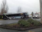 This C-Tran bus got stuck in a Salmon Creek fire station driveway around 6:45 a.m.