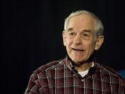 Presidential candidate Ron Paul speaks to a crowd at the Clark County Events Center at the Fairgrounds on Friday.