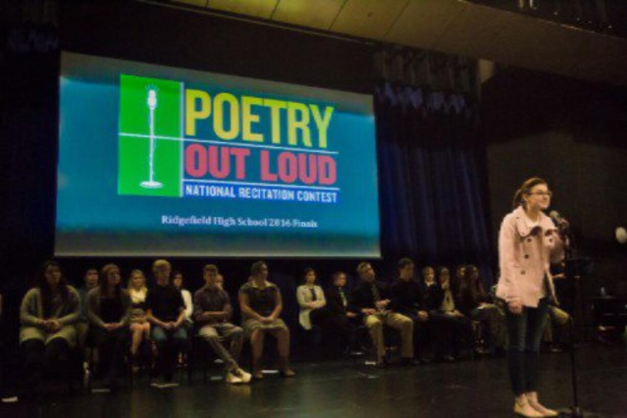 Ridgefield: Ridgefield High School participated in the national Poetry Out Loud competition for a third year, with junior Michaela Cloyd earning a first-place finish.